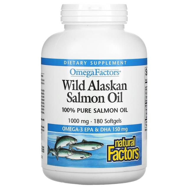 Natural Factors Naturlige faktorer, OmegaFactors, Wild Alaskan lakseolie, 1.000 mg, 180 softgels on Productcaster.