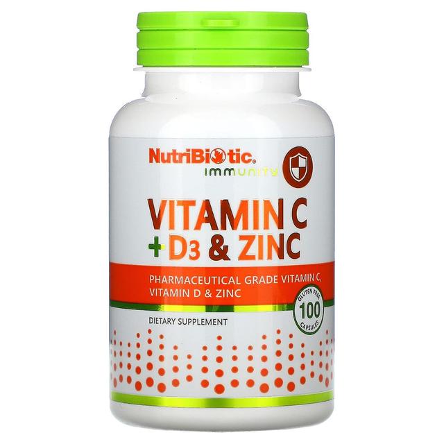 NutriBiotic, Immunity, Vitamin C + D3 & Zinc, 100 Capsules on Productcaster.