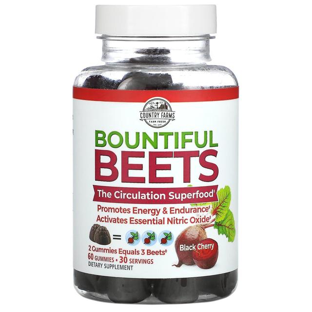 Country Farms, Bountiful Beets Gummies, Black Cherry, 60 Gummies on Productcaster.