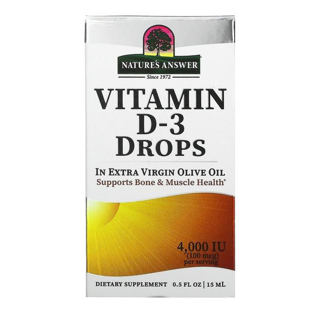 Nature's Answer, Vitamin D-3 Drops, 100 mcg (4,000 IU), 0.5 fl oz (15 ml) on Productcaster.