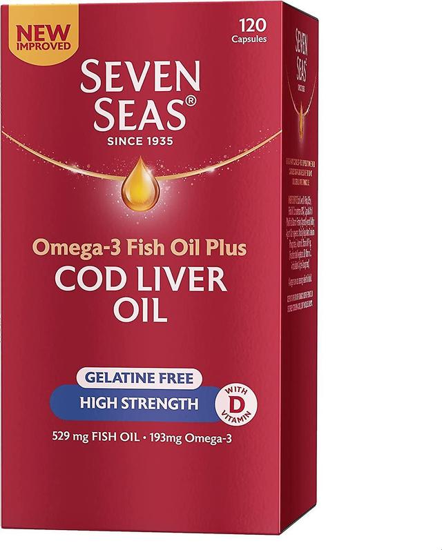 Seven Seas Seitsemän meriä omega-3-kalaöljy plus turskamaksaöljy erittäin vahva - 120 kapselia on Productcaster.