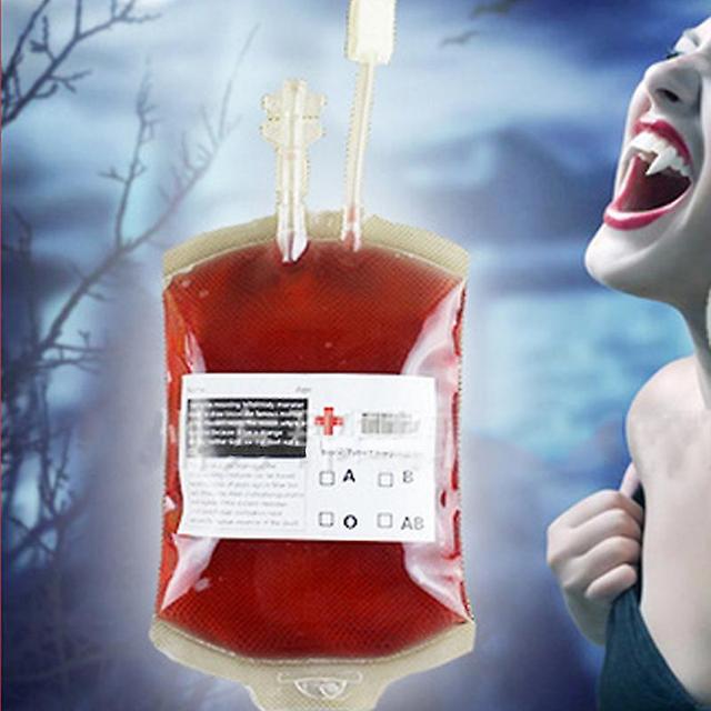 350ml Halloween Prop Blood Drink Container Drinking Bag, Fruit Juice Blood Drinking Pack Beverage Bag Free Funnel on Productcaster.