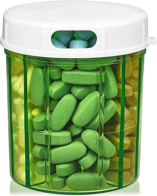 Dispenser Pill Box with 4 Compartments, Box for Medicines, Vitamins & Supplements, Round Bottle Shap on Productcaster.