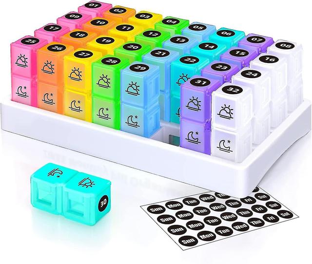 30 Day Pill Organizer Monthly, Portable One Month Pill Box Cases With 32 Twice A Day Am Pm Compartments For Vitamins, Fish Oil, Supplements And Med... on Productcaster.