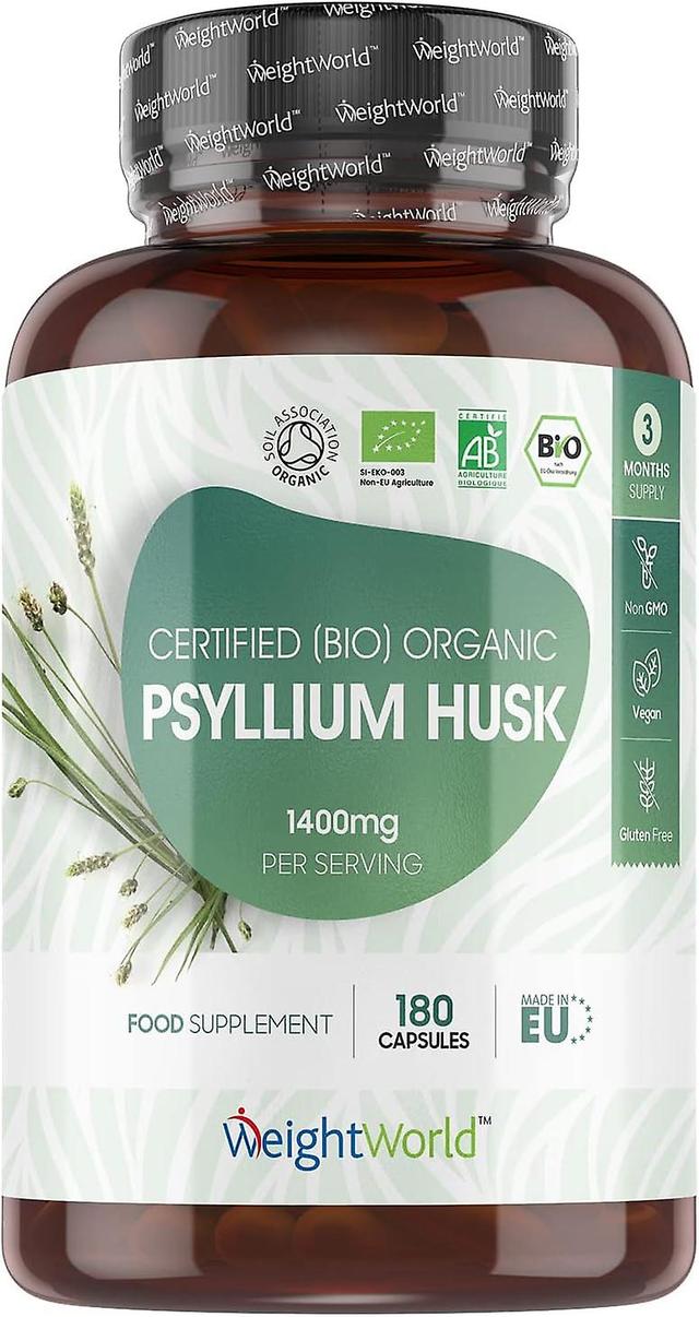 Organic Psyllium Husk 180 Capsules 1400mg for Bowel | Prebiotic Fiber Supplement By WeightWorld on Productcaster.