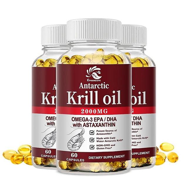 Visgaler Krillöl | 2000mg mit Astaxanthin, Omega 3, DHA, EPA und Phospholipiden | Kein Geruch, kein Fischgeschmack | 60/120 Kapsel 3 Flasche 120 pills on Productcaster.