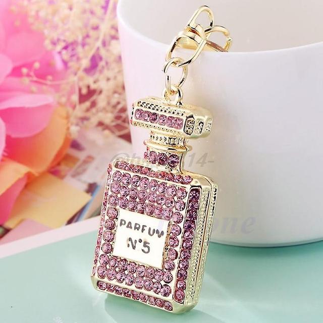 Scacv Lovely Perfume Fragrance Bottle Charm Pendent Rhinestone Purse Bag Keychain Gifts Pink on Productcaster.