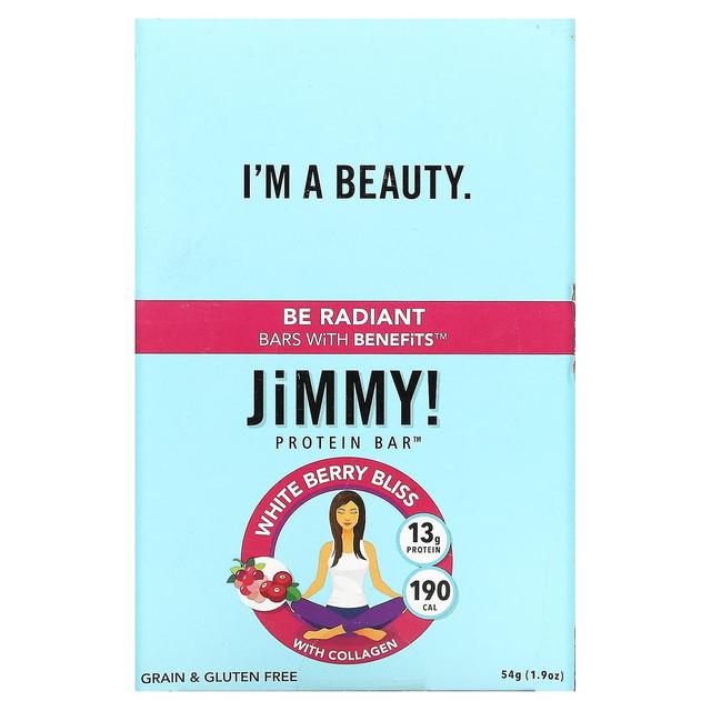 JiMMY!, Be Radiant Bars With Benefits, White Berry Bliss, 12 Protein Bars, 1.9 oz (54 g) Each on Productcaster.