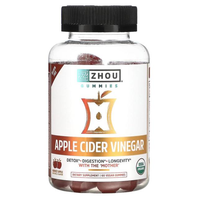 Zhou Nutrition, Apple Cider Vinegar, Harvest Apple, 60 Vegan Gummies on Productcaster.