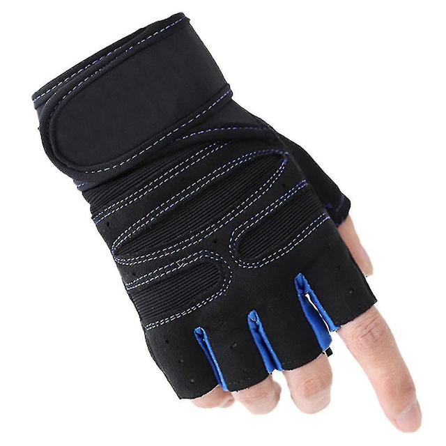 Szmtcv Barbell Weightlifting Gloves Increased Resistance Shock Absorption Sports Gloves Thin Soft Breathable Gloves Dark Blue Black L on Productcaster.