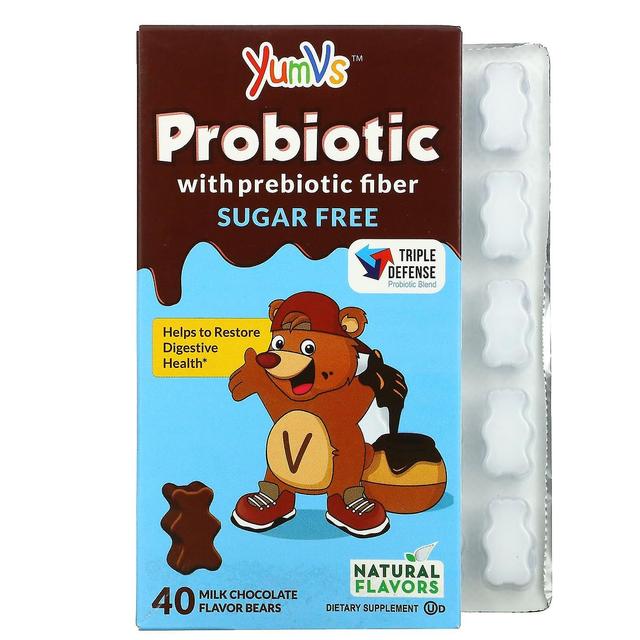 Yum-V's Yum-Vs, Probiotisk med præbiotisk fiber, mælkechokolade, sukkerfri, 40 bjørne on Productcaster.