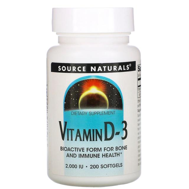 Source Naturals Kilde Naturals, D-vitamin 3, 2.000 IE, 200 Softgels on Productcaster.