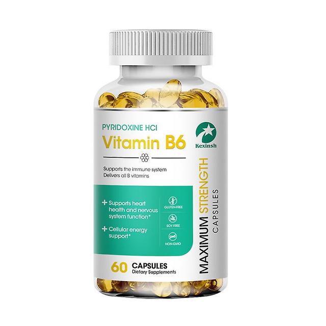 Tib Kexinsh Vitamin B6 Capsules Vegetarian Cardiovascular Neurological Immune And Heart Eye Health Improves Metabolism 60 counts on Productcaster.