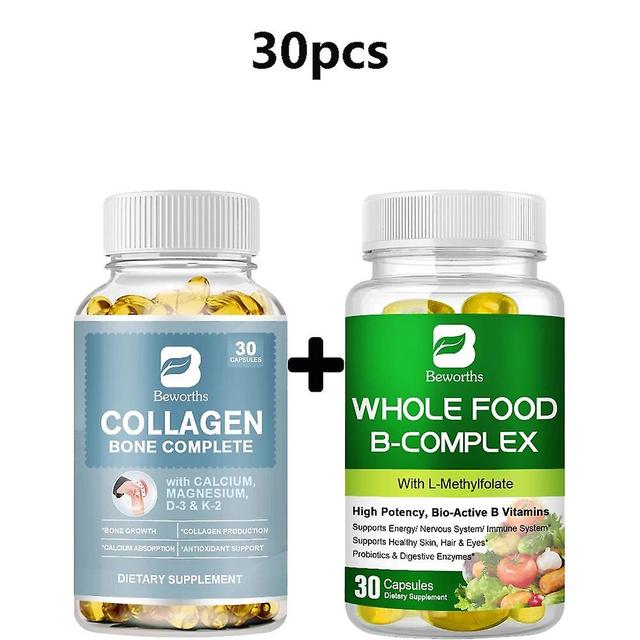 Hot 2 Bottles Bone Collagen Capsules With Vitamin B Complex Capsule B1 B2 B3 B5 B6 B7 B12 Daily Nutritional Supplement Tib 30 pcs on Productcaster.