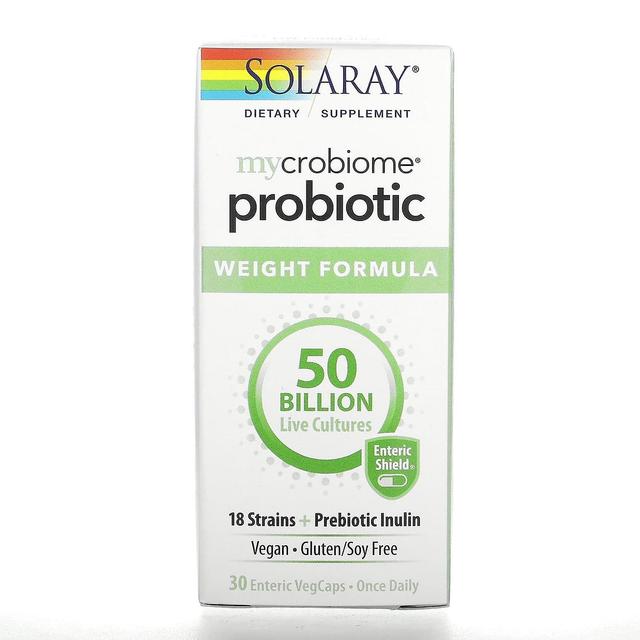 Solaray, mykrobiomin probioottinen painokaava, 50 miljardia, 30 Enteric VegCaps on Productcaster.