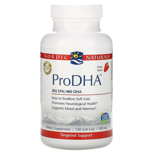 Nordic Naturals, ProDHA, Strawberry, 500 mg, 120 Mjuka Geler on Productcaster.