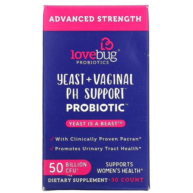 LoveBug Probiotics, Yeast + Vaginal PH Support Probiotic, Advanced Strength, 50 Billion CFU, 30 Coun on Productcaster.