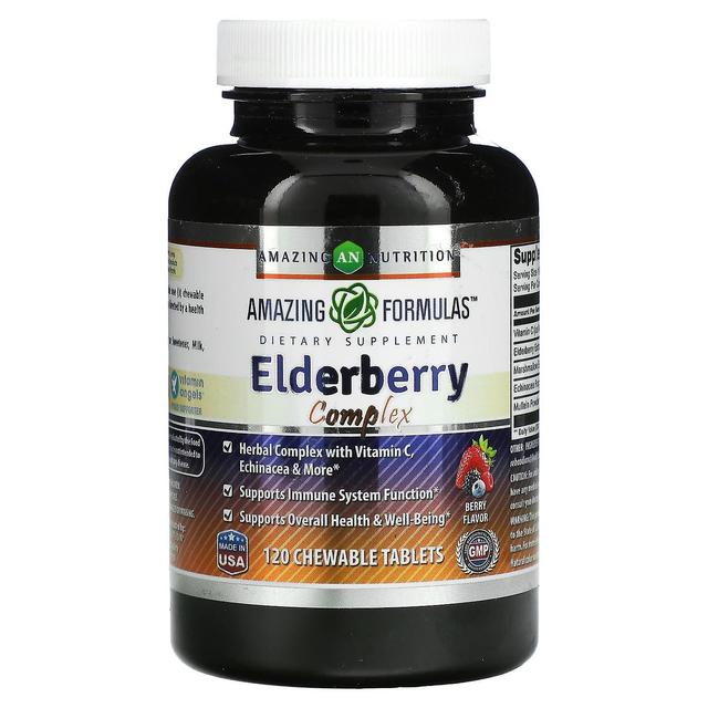 Amazing Nutrition, Elderberry Complex, Berry, 120 Chewable Tablets on Productcaster.