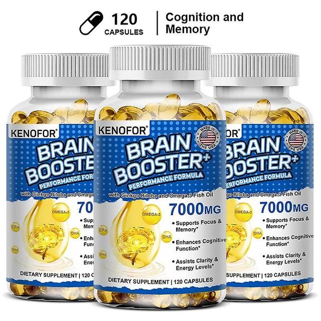 Sofirn Nootropic Brain Supplement Fish Oil with Ginkgo Biloba and Omega:3 7000 Mg to Improve Cognition, Clarity and Energy Levels 120 count-3 bottle on Productcaster.