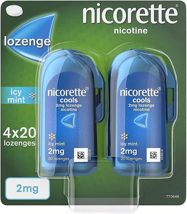 Nicorette Cools 2 mg imeskelytabletti 4x20 Icy Mint Nikotiinipastilli - Stop Smoking Aid on Productcaster.