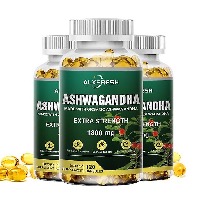 Eccpp Alxfresh Ayurvedic Ashwagandha Extract Capsules Relieves Stress Sleep Better Enhances Immunity Energy Support Health Food 3 Bottle Ashwagandh... on Productcaster.