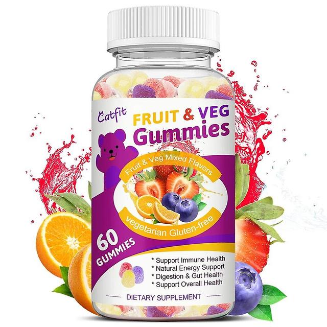 Visgaler Natural Compound Fruit & Vegetable Gummies Decavitamin& Fruit And Vegetable Fiber Help Digestion Snack 60pcs on Productcaster.