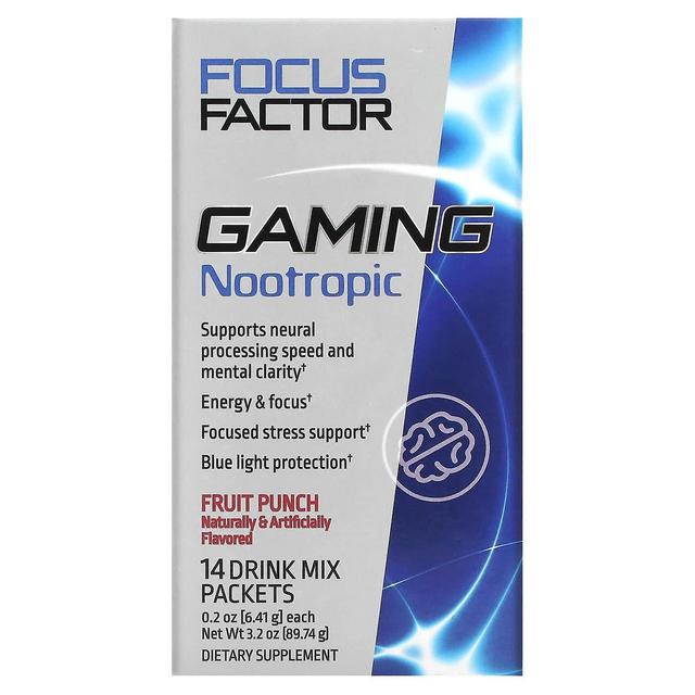 Focus Factor Fokusfaktor, Gaming Nootropic, Fruit Punch, 14 Drink Mix Pakker, 0,2 oz (6,41 g) Hver on Productcaster.