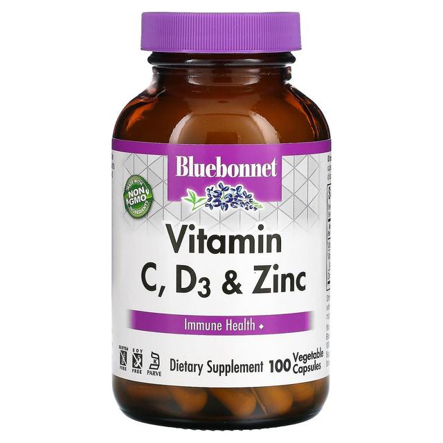 Bluebonnet Nutrition Bluebonnet Ernæring, C-vitamin, D3 & Zink, 100 Vegetabilske Kapsler on Productcaster.