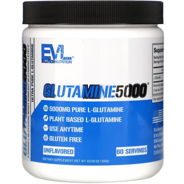 Evlution Nutrition EVLution Näring, Glutamin5000, Unflavored, 5,000 mg, 10.58 oz (300 g) on Productcaster.