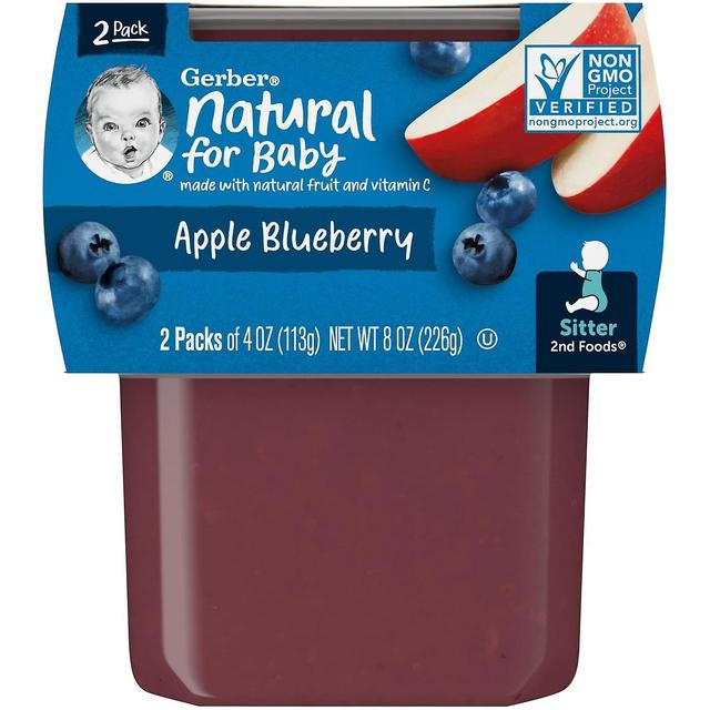 Gerber, Natural for Baby, 2nd Foods, Apple Blueberry, 2 Pack, 4 oz (113 g) Each on Productcaster.