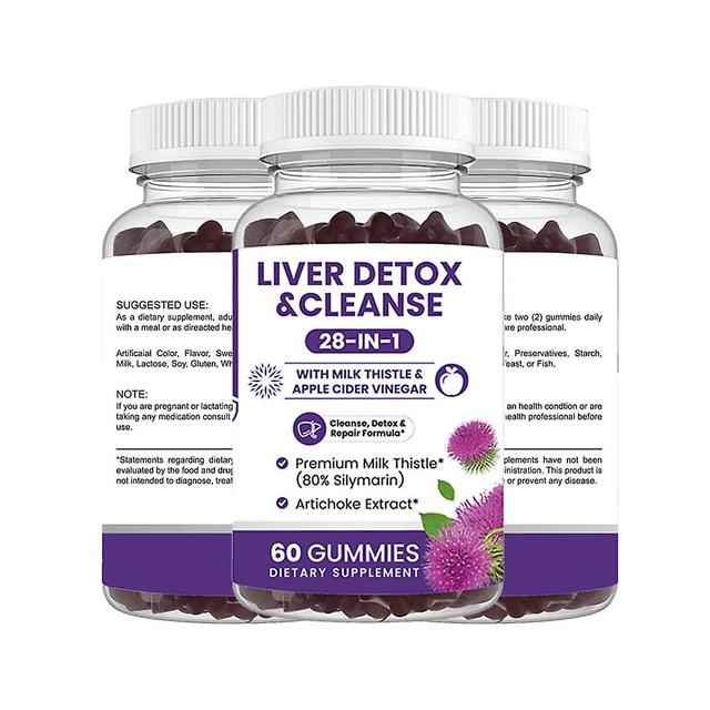 3 Pack Liver Cleanse Detox & Repair Gummies Recipe - Herbal Liver Support Supplement: Milk Thistle, Artichoke Extract, Dandelion, Beet, Chicory Root & on Productcaster.