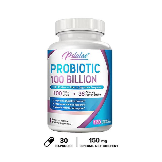 Visgaler Premium Probiotic, 100 Billion Cfu, With Organic Prebiotic Fiber And Enzymes To Support Adult Digestion And Immune System 30 Capsules on Productcaster.