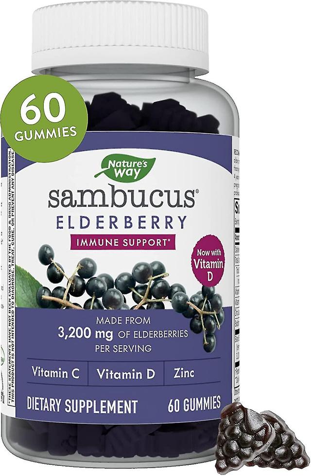 Vlierbessen gummies met vitamine C, vitamine D en zink, immuunondersteuning voor kinderen en volwassenen*, 60 gummies on Productcaster.