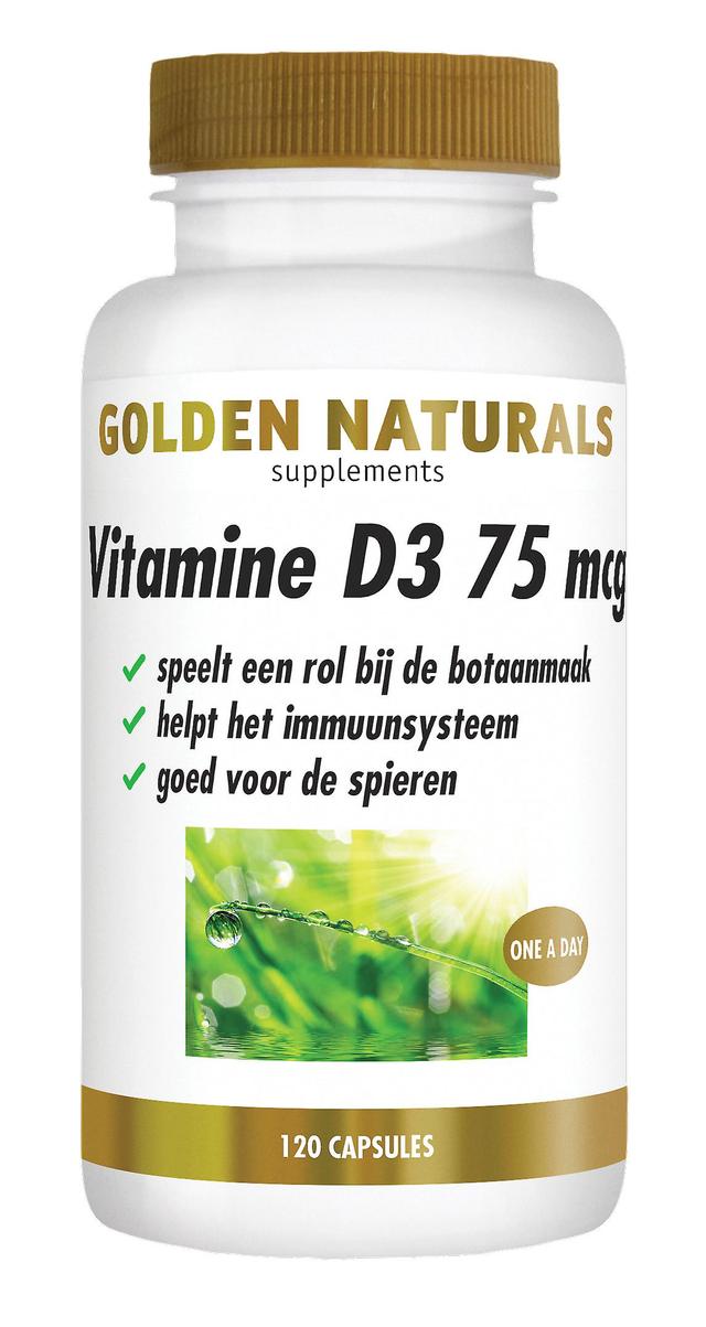 Golden Naturals Vitamine D3 75 mcg (120 softgel capsules) on Productcaster.