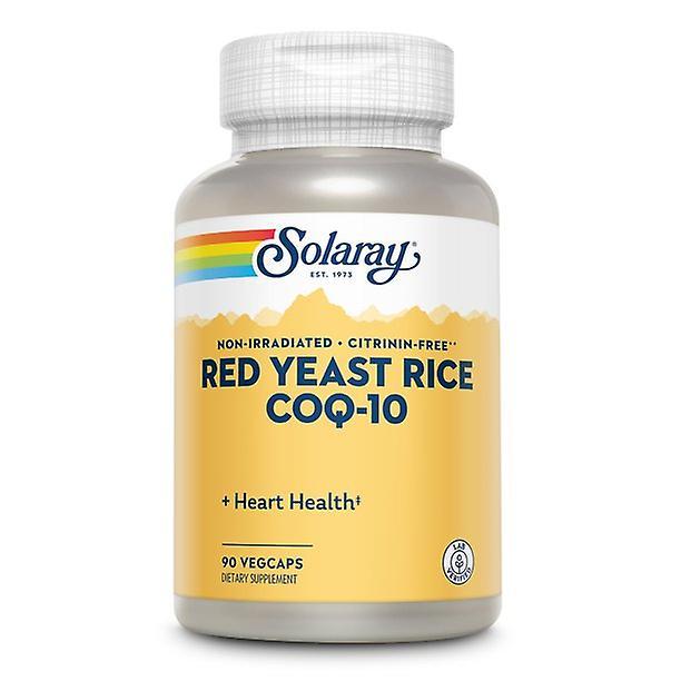 Arroz de levedura vermelha Solaray mais coq-10 | com niacina para suporte à saúde cardiovascular adicionado 90 cápsulas vegetarianas on Productcaster.