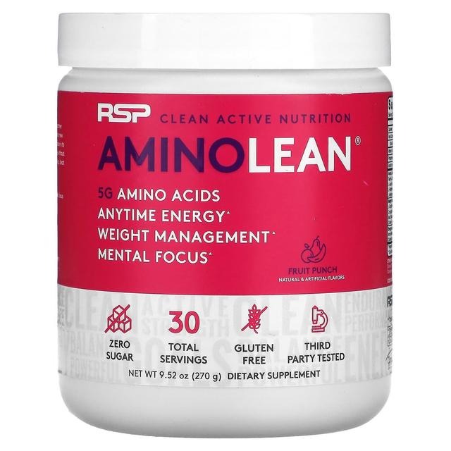 RSP Nutrition, AminoLean, 5 g Amino Acids + Anytime Energy, Fruit Punch, 9.52 oz (270 g) on Productcaster.