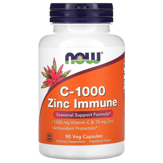 NOW Foods NU Livsmedel, C-1000 Zink immun, C-vitamin, 1,000 mg & Zink, 15 mg, 90 Veg kapslar on Productcaster.