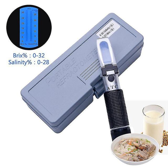 Beyamis 2-in Brix Salinity Refractometer Dual Scale 0-32% Brix & 0-28% Salinity With ATC Sodium Chloride In Food Salt Seawater Brine Beer Fruits Cu... on Productcaster.