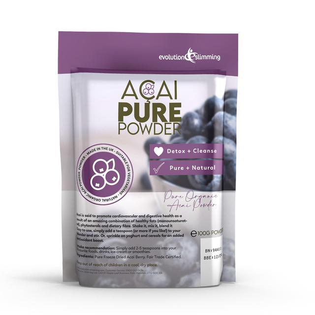 100% Pure Acai Berry Powder 100g Pouch for Smoothies and Juices - 1 Pouch (100g) - Acai Berry - Evolution Slimming on Productcaster.