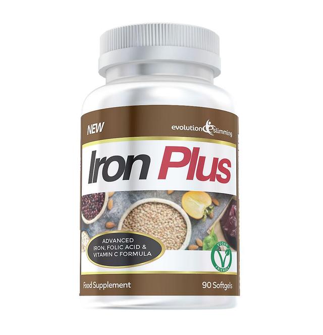 Iron Plus - Iron, Vitamin C and Folic Acid - New Advanced Softgel Formula - 90 Soft Gels - Immune Health - Evolution Slimming on Productcaster.