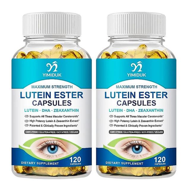 Visgaler Lutein Ester Capsules Contains Zinc, Vitamins C, E, Zeaxanthin Helps Protect Eye Health Reduce Eye Strain Vision Care 2 Bottles 120PCS on Productcaster.