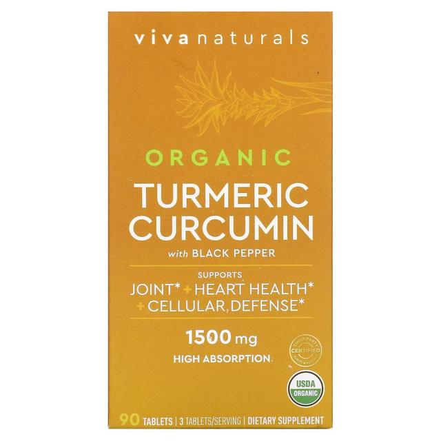 Viva Naturals, Økologisk gurkemeje Curcumin med sort peber, 500 mg, 90 tabletter on Productcaster.