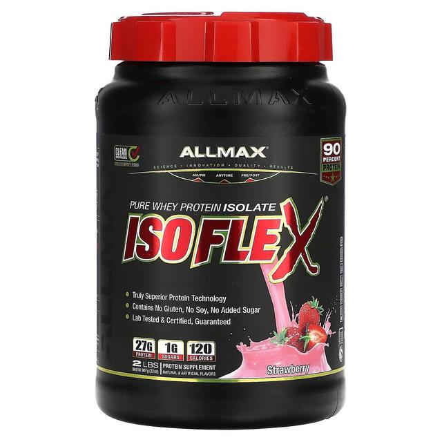 ALLMAX, Isoflex, rent vassleproteinisolat, jordgubbe, 2 lbs (907 g) on Productcaster.