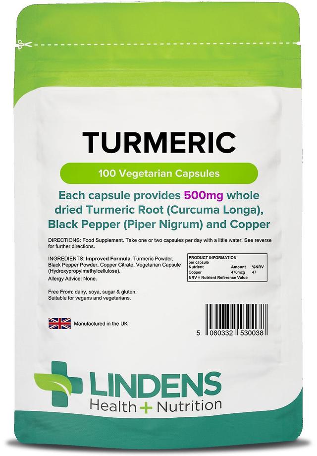 Lindens Turmeric and Black Pepper - 500mg Curcumin - 100 Capsules on Productcaster.