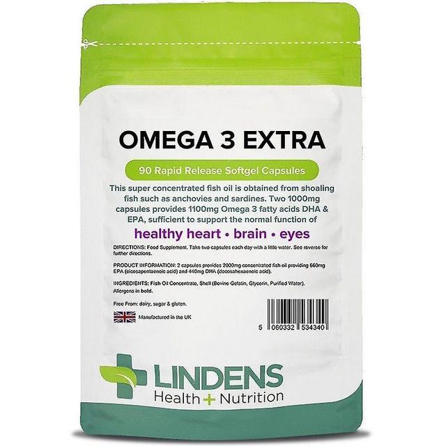 Lindens Omega 3 Fish Oil Extra Capsules 90 (4340) on Productcaster.