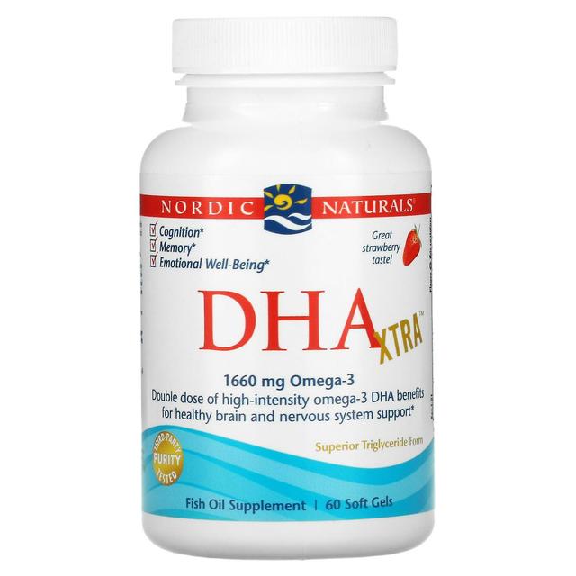 Nordic Naturals, DHA Xtra, Strawberry, 830 mg, 60 Soft Gels on Productcaster.