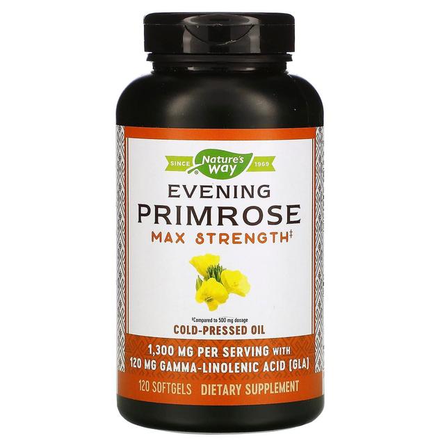 Nature's Way, Evening Primrose, Cold-Pressed Oil, Max Strength, 1,300 mg, 120 Softgels on Productcaster.