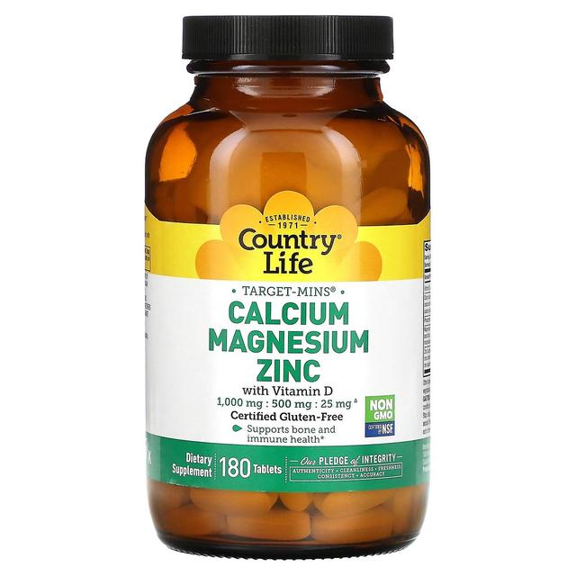 Country Life, Target-Mins Calcium Magnesium Zinc with Vitamin D, 180 Tablets on Productcaster.