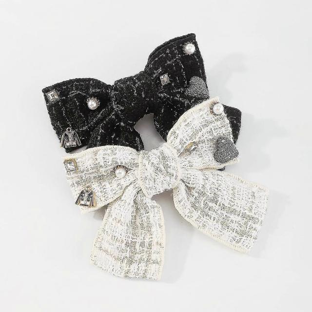 2pc Lovely Women Bowknot Hairpin Black+White on Productcaster.