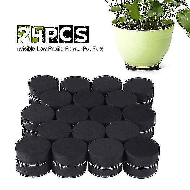 24 stuks onzichtbare pot voeten zwarte tuin bloempot risers voor binnen en buiten plant en bloempotten on Productcaster.